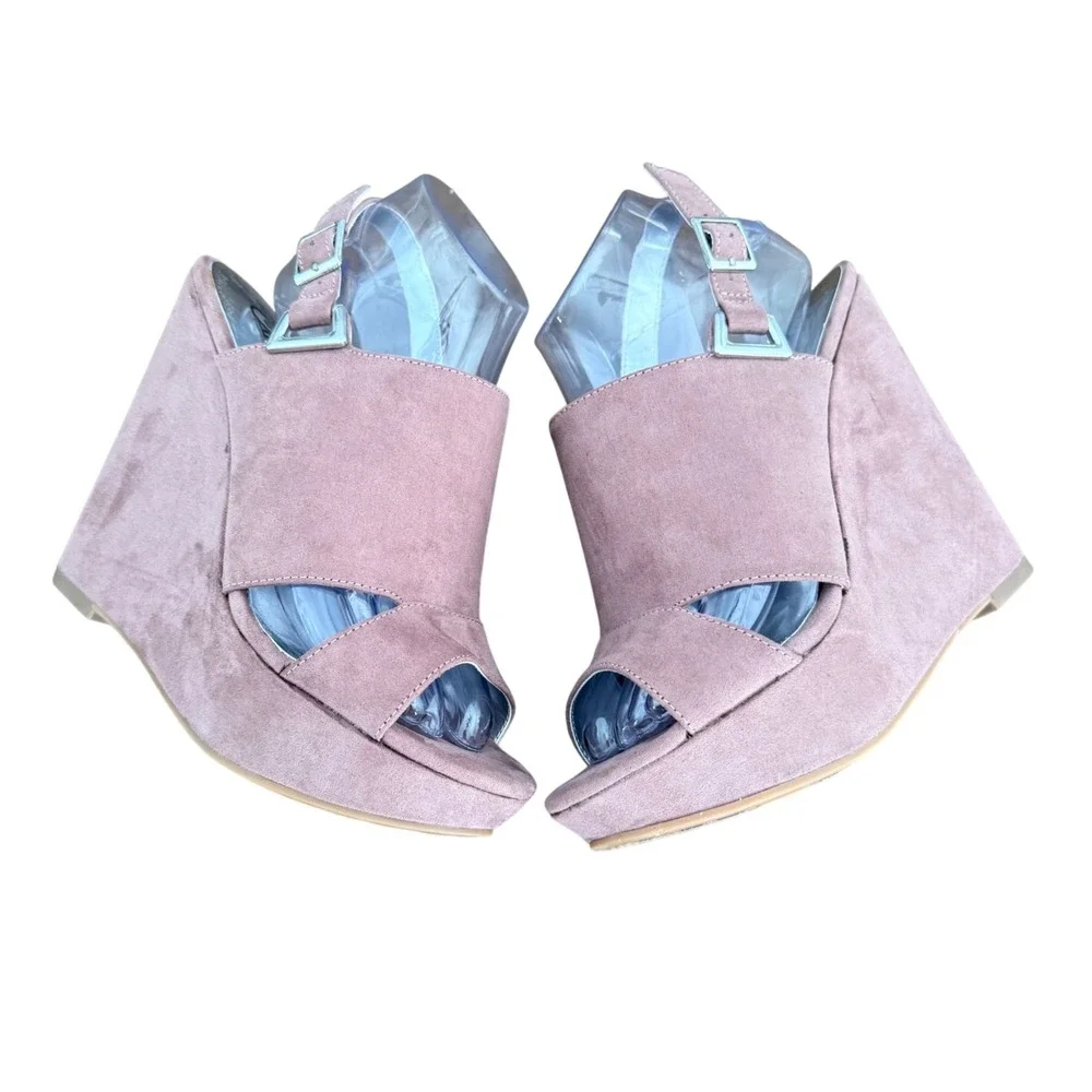 Carlos by Carlos Santana Womens‎ Dusty Rose Faux Suede Platform Wedge Size 8